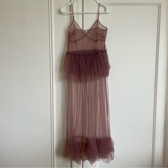 Urban Outfitters Dresses & Skirts - NEW Urban Outfitters Aida sheer mesh ruffle midi dress in Mauve size Small